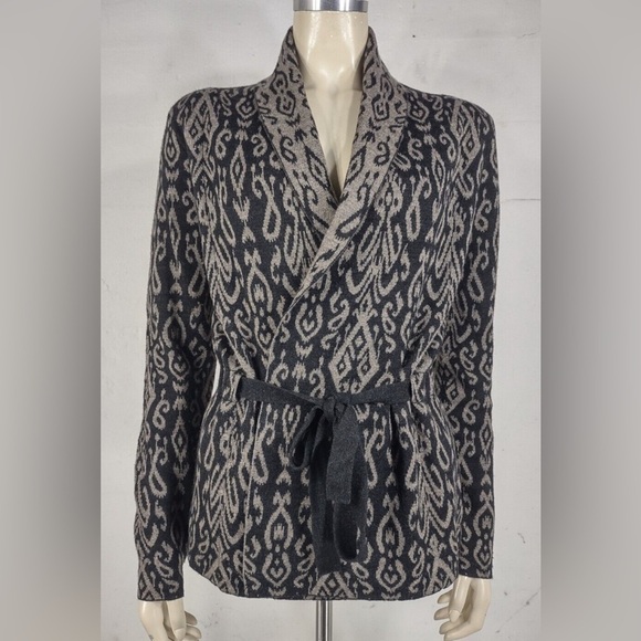 Krimson Klover 100% wool bladk patterned belted cardigan wrap - Picture 1 of 6